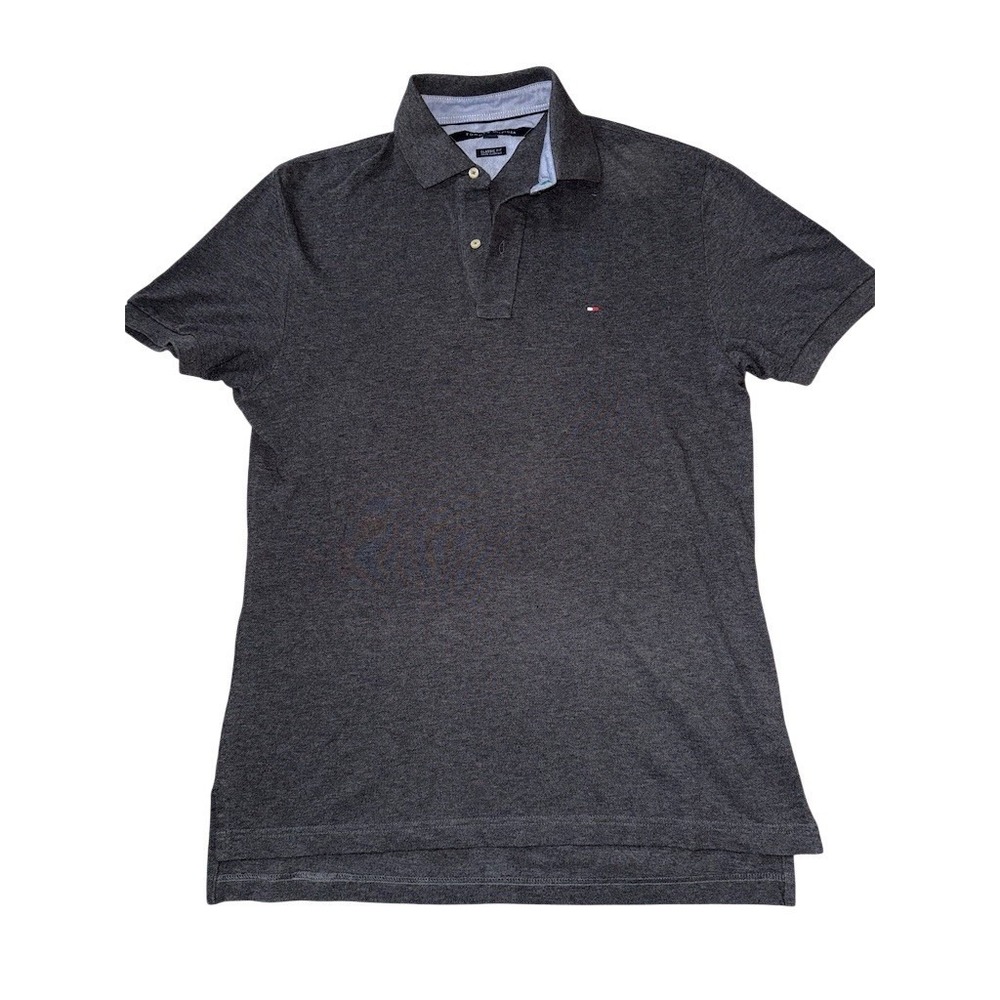 Tommy Hilfiger Polo Shirt Men's M Dark Gray Heather coupe Classic Fit S/S‎ pique
